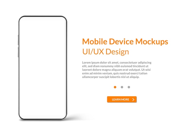 Smartphone con mockup schermo bianco