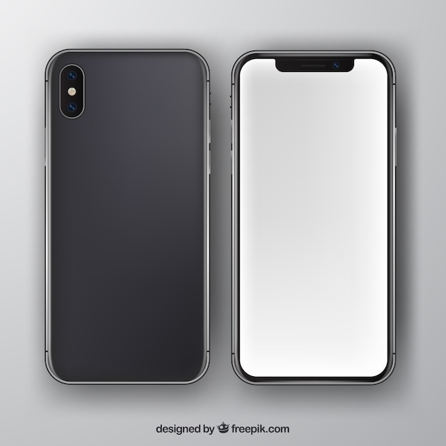 현실적인 스타일의 흰색 화면이있는 iPhone x