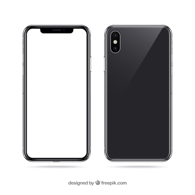 벡터 흰색 화면이있는 iphone x