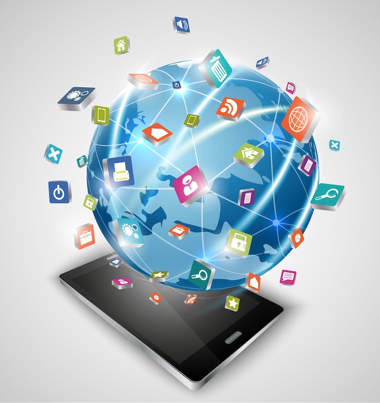 Vector smartphones en sociale media-verbindingen