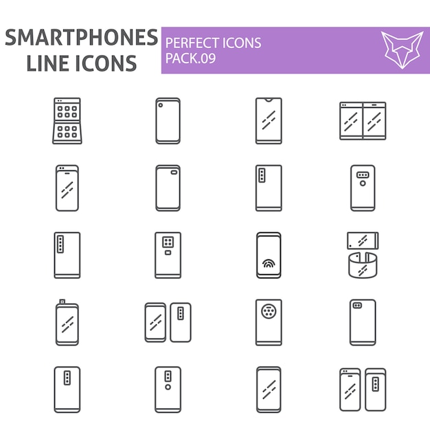 Smartphones lijn icon set, communicatie collectie