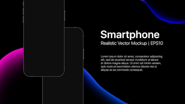 Smartphones presentation slide with liquid bubbles. Two phones mockup. Vector illustration