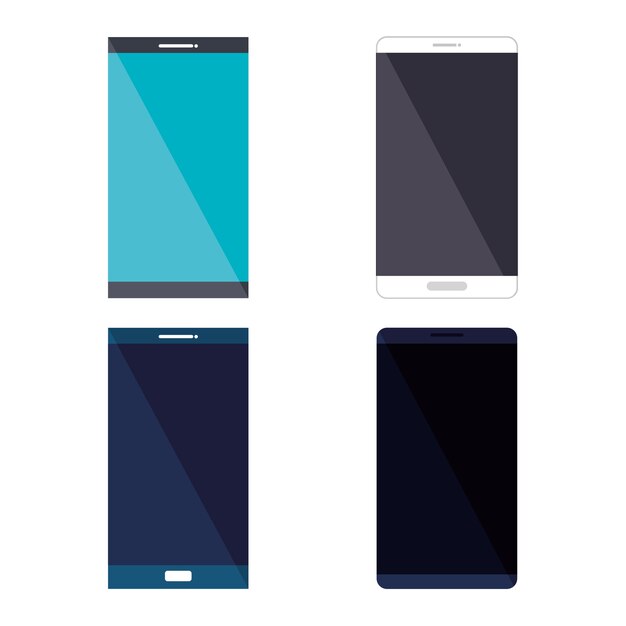 Smartphones set isolated icons