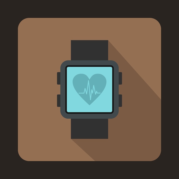 Vector smartwatch icon in flat style on a brown background