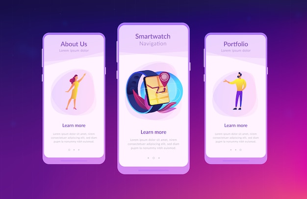 Smartwatch 네비게이션 앱 인터페이스 템플릿.