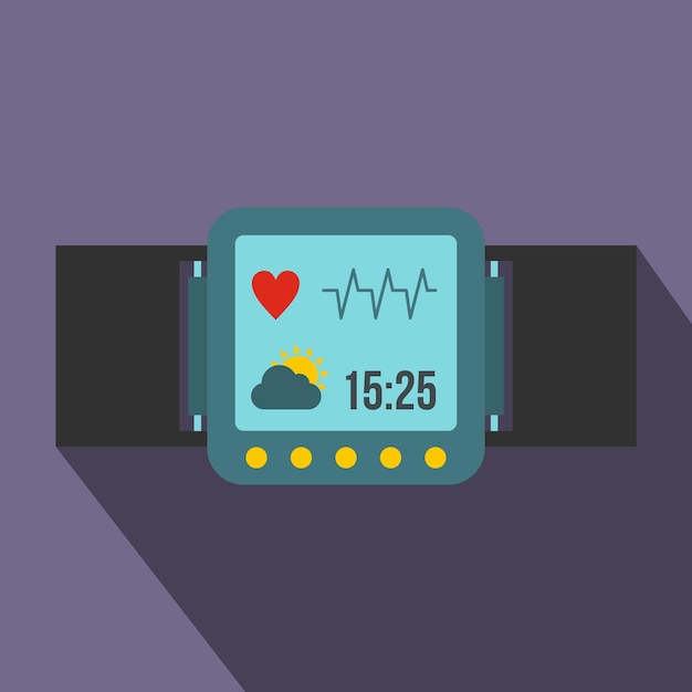 Vector smartwatch-pictogram in vlakke stijl op een violette achtergrond