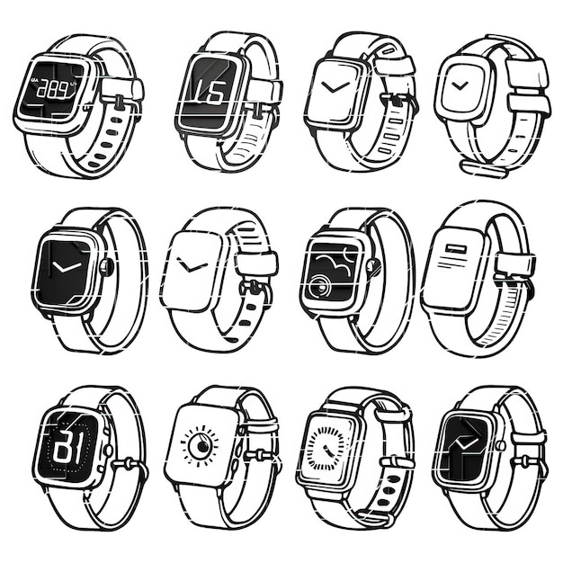 Smartwatch platte vector linea set illustratie van hoge kwaliteit