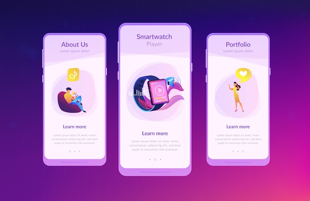 Vector smartwatch player app interface template.