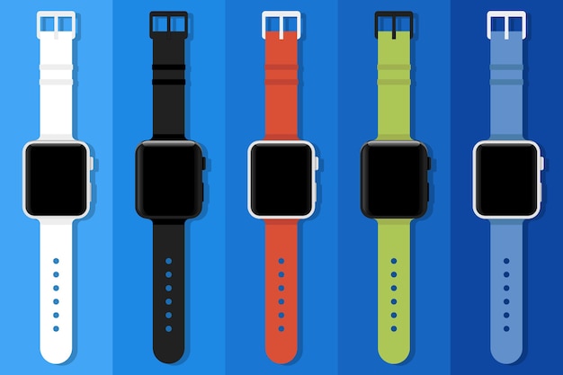 Vector smartwatch set of different color