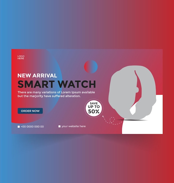 Vettore modello di banner per la copertura dei social media di smartwatch