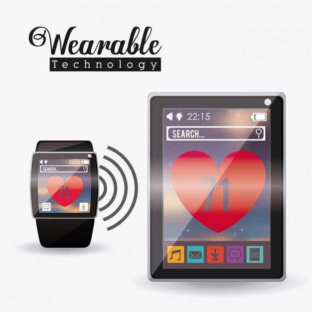 Progettazione della tecnologia smartwatch, illustrazione vettoriale.