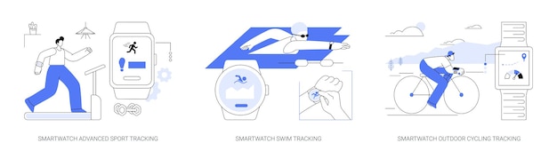 Smartwatch tracking features abstract concept vector illustrations
