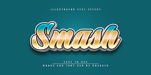Smash редактируемый дизайн шаблона 3d текстового эффекта