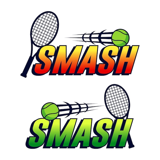 smash in tennissport met racket en bal vectorontwerp