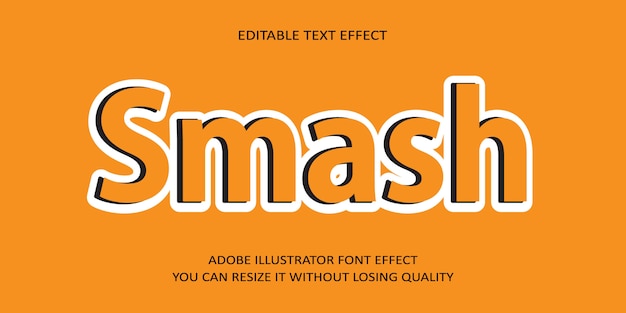 Smash Vector Editable Text Effect Font on orange