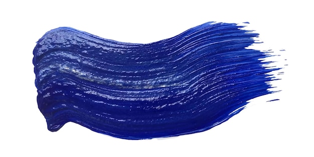 a smear of blue acrylic paint. a trace of fresh paint from an art brush with a glossy texture. a frame, a place for your text, a decorative design element.