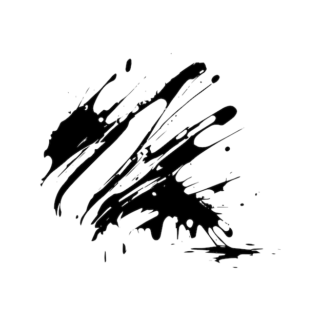 Smears blots of black paint on a white background dark colors vector