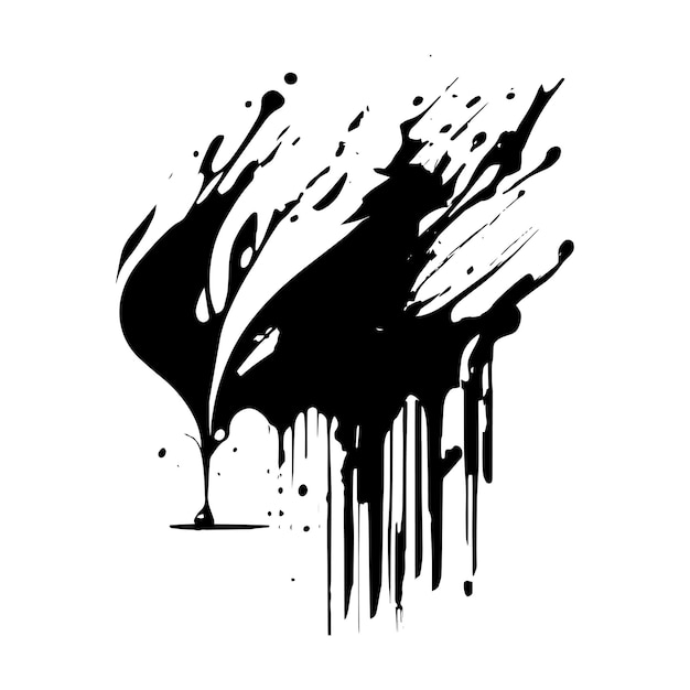 Smears blots of black paint on a white background dark colors Vector