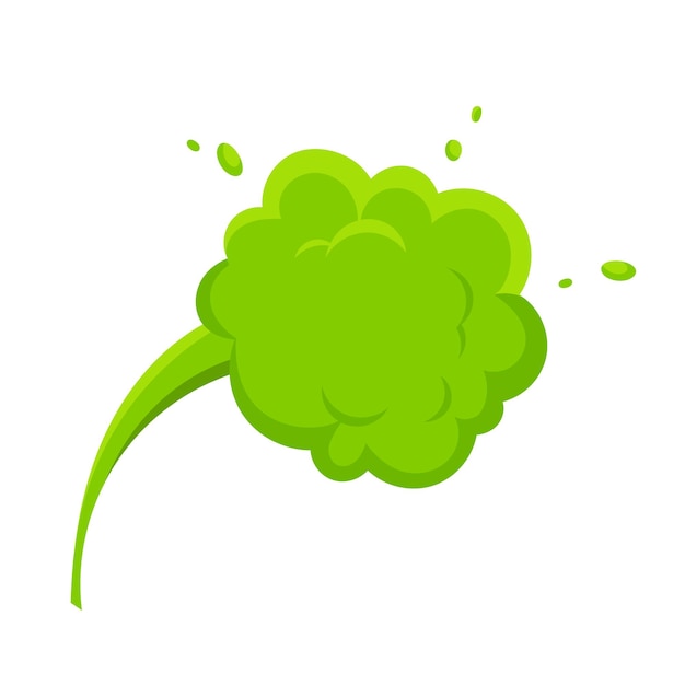 Пахнущий зеленый мультяшный дым или пердежные облака в плоском стиле, векторная иллюстрация Плохая вонь или токсичность