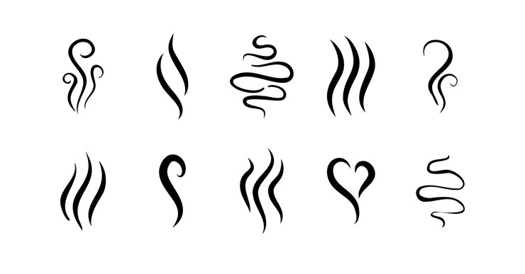 Vector smells line hot air icon set hot aroma smells or fumes fragrances evaporate icons vector