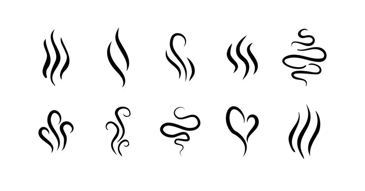 Vector smells line hot air icon set hot aroma smells or fumes fragrances evaporate icons vector
