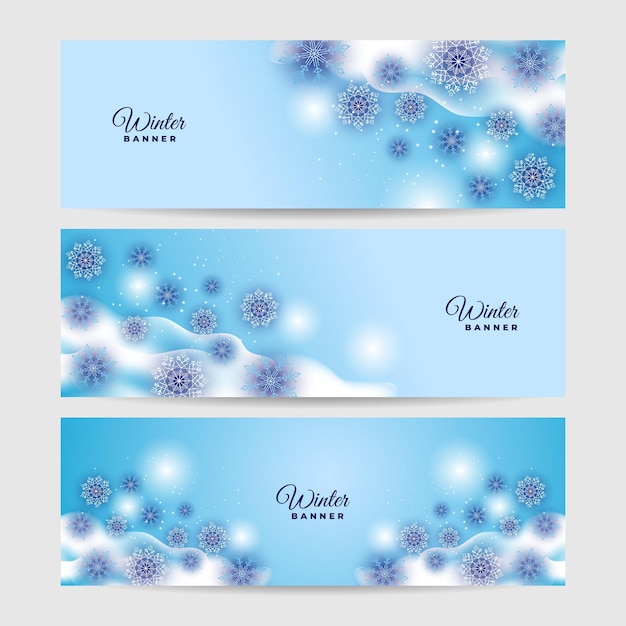 Smelt besneeuwde kerst blauwe sneeuwvlok ontwerp sjabloon banner