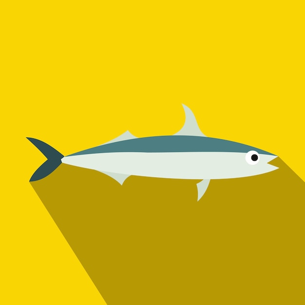 Smelt fish icon in flat style with long shadow Sea and ocean symbol