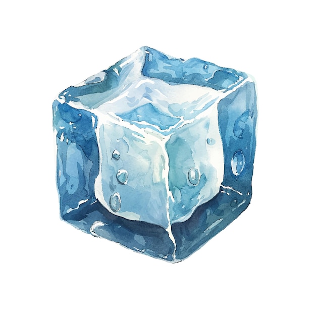 Vector smeltende ijsblok vector illustratie in aquarel stijl