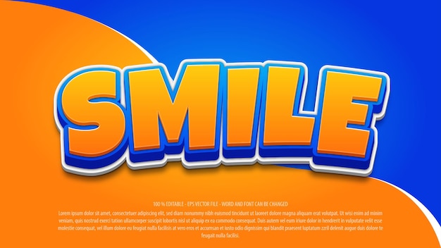 Smile 3d cartoon editable text effect