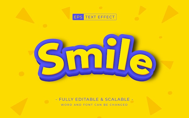 Vector smile 3d editable text effect style