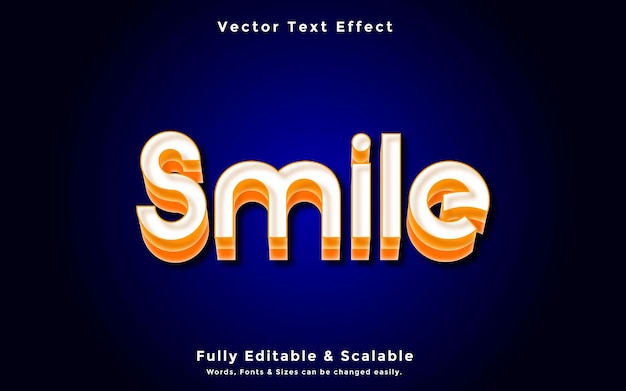 Smile 3D editable text effect vector