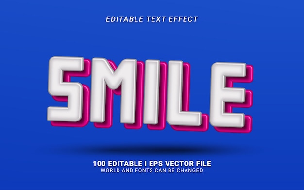Vettore sorridi effetto testo in stile 3d