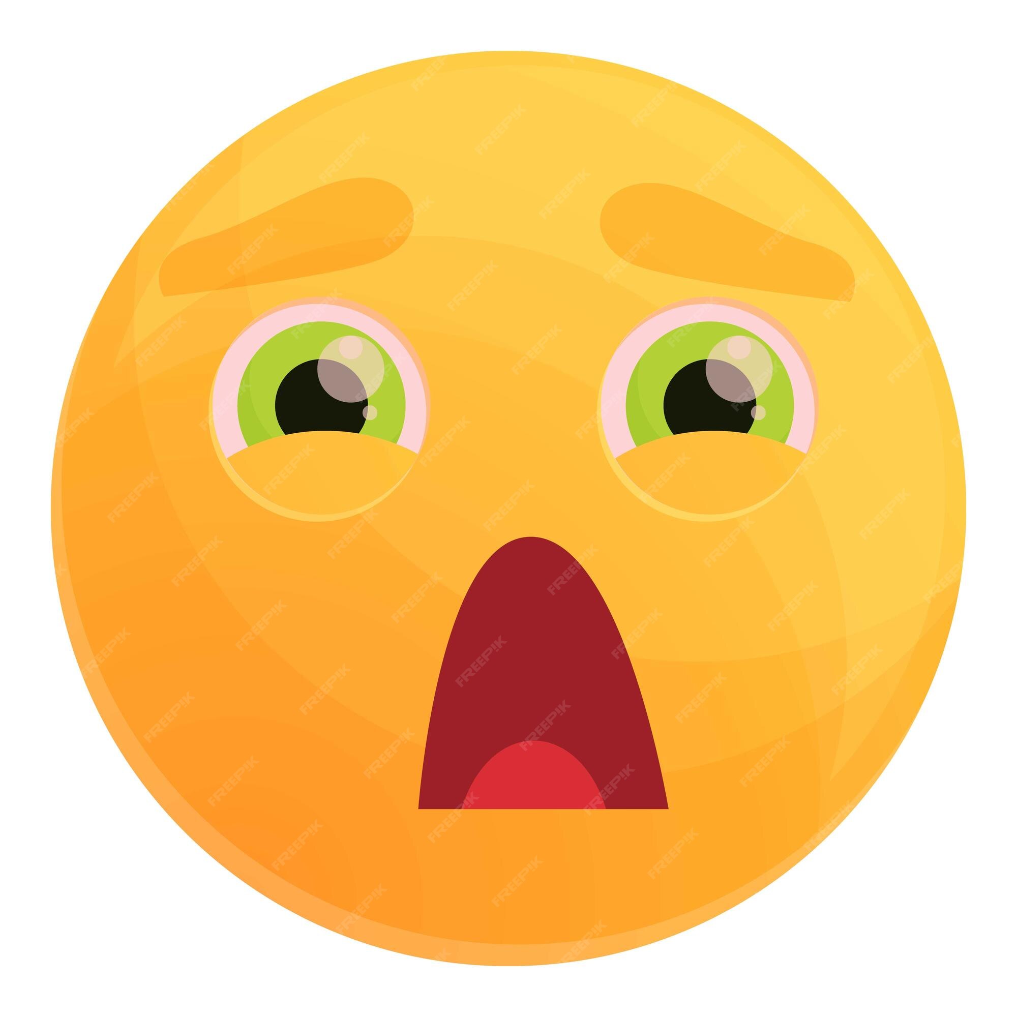 Cartoon face vector frightened emoji fear or worry - Stock