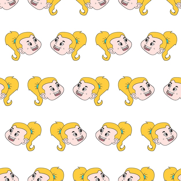 Smile blonde girl seamless pattern textile print. great for summer vintage fabric, scrapbooking, wallpaper, giftwrap. repeat pattern background design