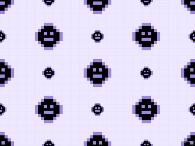 Smile cartoon character seamless pattern on purple background