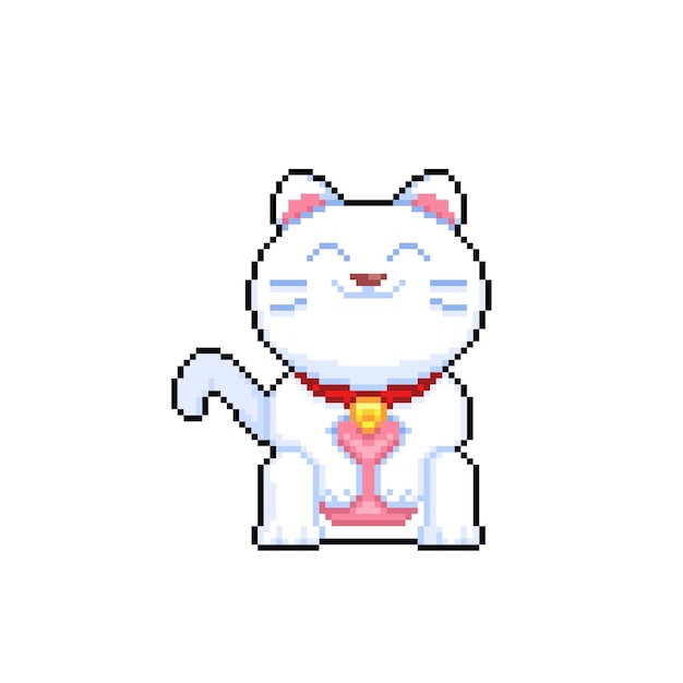 smile cat character in pixel art style