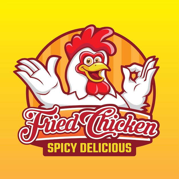 Vector smile chicken mascot vector logo design