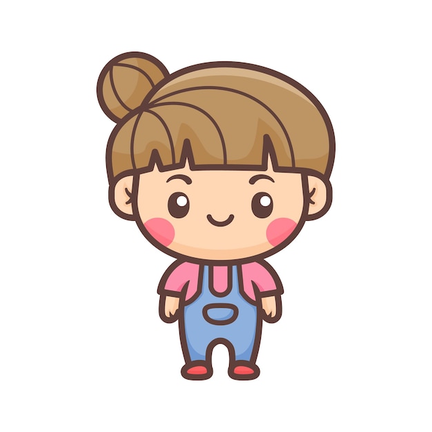 Smile cute girl cartoon illustration