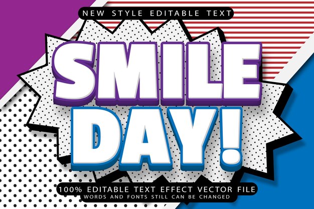 Smile day editable text effect emboss comic style