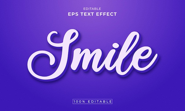 Smile editable 3d text effect premium vector