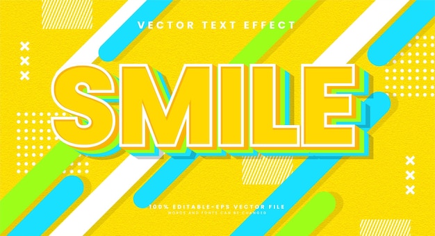 Редактируемый текстовый эффект улыбки с простыми многослойными цветами, подходящими для классических тематических дизайнов