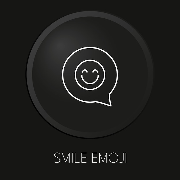 벡터 검은 배경에 고립 된 3d 버튼에 미소 emoji 최소한의 벡터 라인 아이콘 premium 벡터