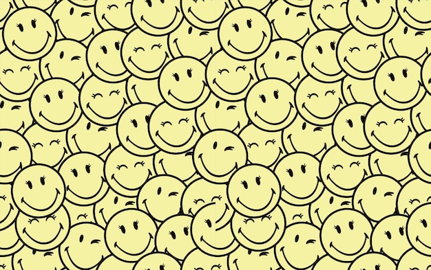 Vector smile emoji seamless pattern