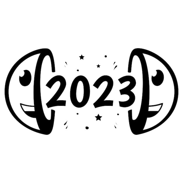 스마일 이모티콘 튀는 2023 개념 20 23 벡터 새해 복 많이 받으세요 2023 HNY 새로운 소원