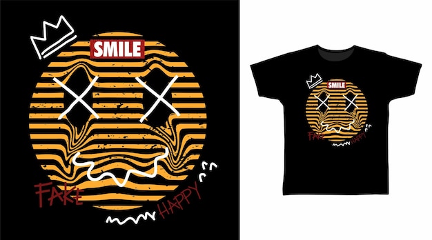 Smile emoticon line art tshirt concept design