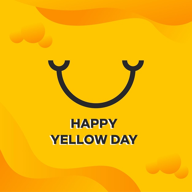 黄色の背景に笑顔の絵文字幸せな黄色の日色付きフラットグラフィックベクトルイラスト分離