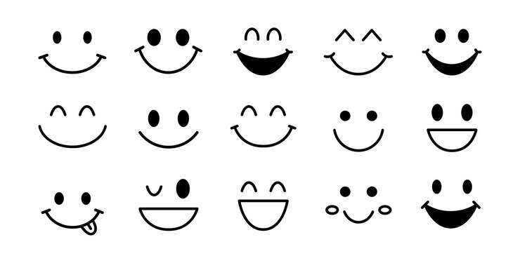 Vector smile emotie icoon sjabloon glimlachende gelukkige iconen grappige abstracte vector ontwerp set