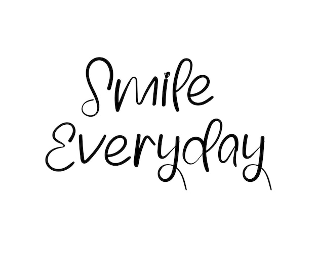 Smile Everyday zin belettering moderne inkt borstel inscriptie op witte achtergrond