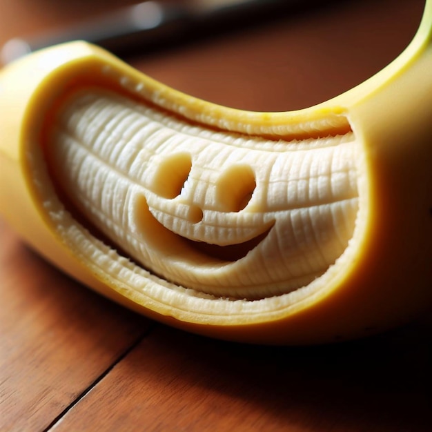 Vector smile face carved banana