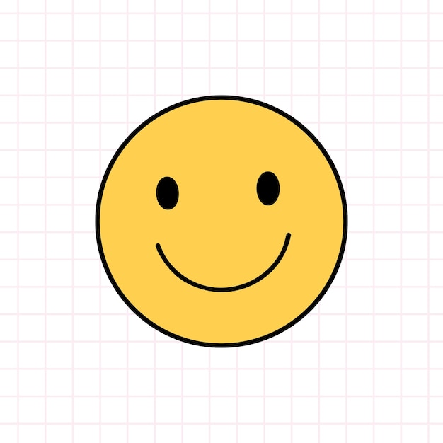 Vector smile face icon in the style of the 90s hand drawn doodle illustration